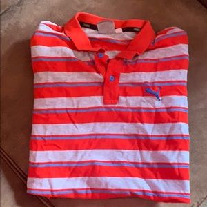 Red,grey,blue puma shirt